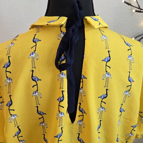 Zara Basic - XL Yellow/Navy Blouse - Pre-owned - Picture 3 of 3